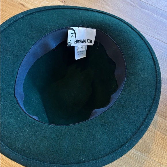 Eugenia Kim Fedora 100% Wool Green Peacock Hat Size Medium - Picture 6 of 7